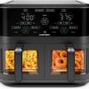CHEFMAN 6 Quart Dual Basket Air Fryer Oven with Easy View Windows, Sync Finish, Hi-Fry, Auto Shutoff, 2 Independent 3Qt Nonstick Dishwasher Safe Frying Baskets, Digital Double Air Fryer - Black