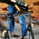 WORKESS 4 in 1 Roller Stand, Stable 440 Lbs Load Capacity with Saw Horses, V-Shaped, Multi-Directional Rollers & Outfeed Roller, Adjustable Height 33- 50, Folding for Woodworking