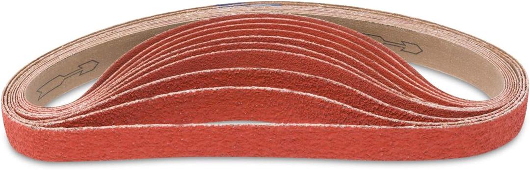 Red Label Abrasives 1 X 18 Inch 80 Grit Sanding Belt - Industrial Grade Ceramic - 10 Pack - For Knife Sharpening and Metalworking