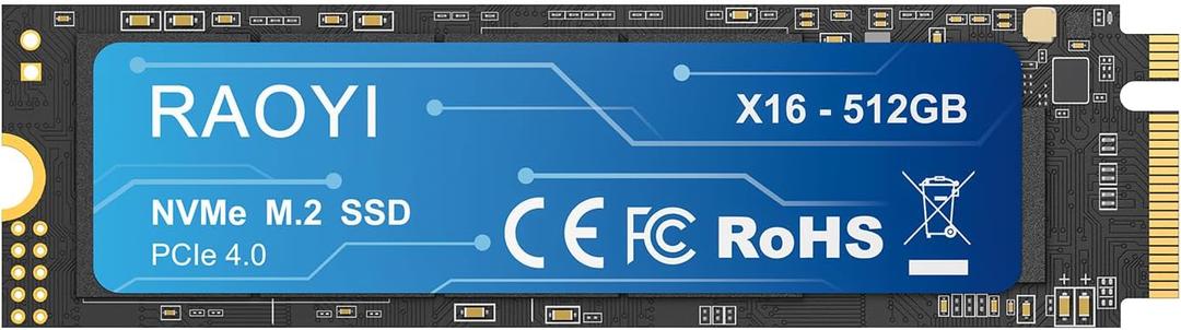 RAOYI 512GB NVMe Internal Solid State Drive M.2 2280 PCIe Gen4x4 SSD, Up to 5000MB/s, Configure SLC Cache, Storage and Memory Expansion for PS5 Laptop Desktop