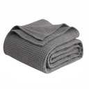 YOUR MOON Waffle Weave Wool Blanket Queen Size, Natural Australian Wool Blanket for Bed & Couch, Soft and Warm, Breathable Thick Throw Blankets for All Seasons, 90"x90", Gray