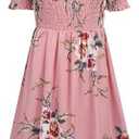 Arshiner Girls Casual Summer Floral Sleeveless Sundress Holiday Cami Dress 120, Pink 