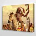 Mistyefly Native American Wall Art 12x18 Inches, Lightweight Indian Wall Decor Chiefs Poster with Built-in Wooden Frame Indian Decorations for Bedroom & Living Room Ready to Hang