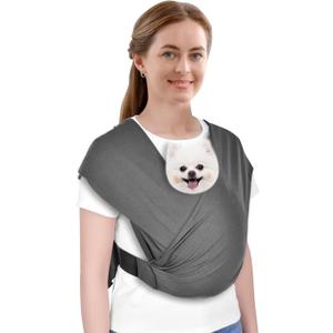 CUBY Swaddle Dog Sling Carrier for Small Dogs, Front Pet Sling Carrier Chest,Hands Free Adjustable Cat Sling Carrier Soft Cotton Reducing Pain Puppy Sling Carrier for Small Pet Up to 11lb (Dark Gray)