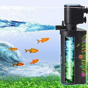 COOSPIDER Aquarium Filter U-Very Suitable for 10-45 Gallon Tank, 158GPH Small Fish Tank Filters for Green Control, Powerful Internal Submersible Pump for Turtle Tank, Air Supply & Oxygen Enhancement