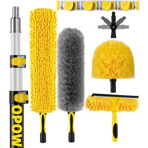 20 Foot High Ceiling Duster Kits with 5-12ft Heavy Duty Extension Pole, High Reach Duster for Cleaning,Microfiber Feather Duster,Cobweb Duster,Ceiling Fan Duster,Window Squeegee & Cleaner