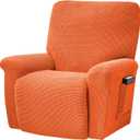 CONRUSER Stretch Recliner Chair Covers, 4-Piece Soft Sofa Cover Thick Single Seat Couch Cover Jacquard Recliner Slipcover with Pocket (Orange)
