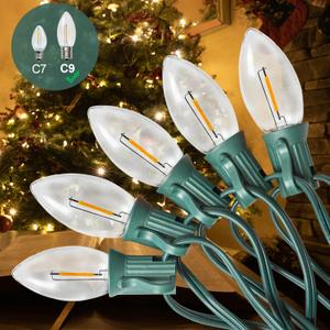 100 Feet C9 Christmas Lights Outdoor with 100+4Pcs LED Bulbs 2700K