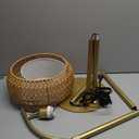 DRAWNCAT Gold Boho Rattan Floor Lamp w/Remote, Dimmable (2700K - 6000K), 2 - in - 1 Wicker & Fabric Shade, Adjustable 165-172cm for Living Room & Bedroom, Missing Remote