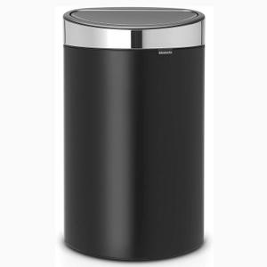 Brabantia 10.6 Gal Kitchen Touch Trash Can New (Matt Black/Matt Steel) Removable Lid, Soft-Touch Open, Garbage Can + Bags