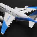 Diecast Airplane Toy, Kids A380 Airlines Plane Model Jet Alloy Metal Aircraft Pull Back Plane Toys with Lights and Sounds for Boys 3-7 8 Years Old (Include Holder), Blue