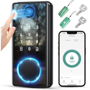 Keyless Entry Smart Deadbolt Lock  Keypad Fingerprint Touchscreen & App Control, Smart Door Lock, Easy Install for Home/Office, Auto-Lock HD Bright View Laptop