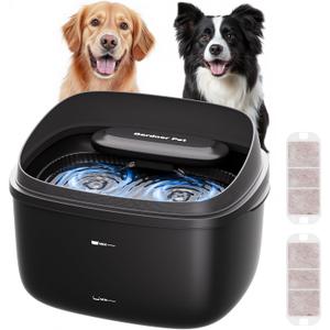 Gardner Pet Dog Water Fountain for Large Dogs, 8L/2.1Gal Large Capacity Automatic Dog Water Bowl Dispenser with Vortex Circulation, UV&Maifan Stone Filter, Quiet Dog Water Bowl, Black (Without Adapter)
