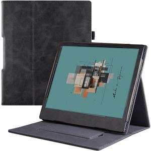 BOZHUORUI Stand Case for 10.3" All-New Boox Note Air4 C (2024)/Boox Note Air3 C/Boox Note Air3 B/W Tablet (2023) - PU Leather Sleeve Cover with Hand Strap/Auto Sleep/Wake (Rock Black)