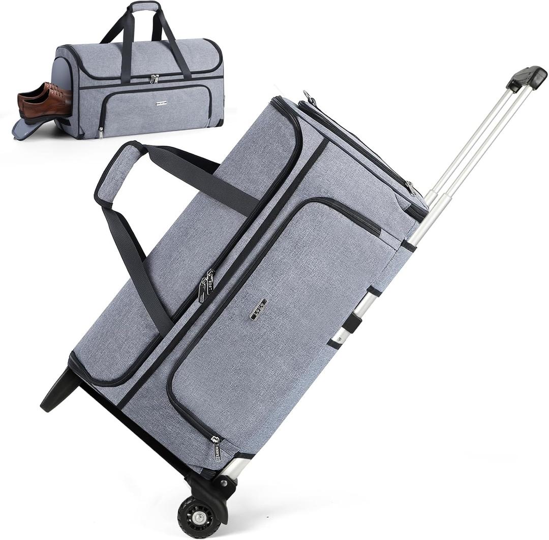 Garment Bags with Wheels, Garment Convertible Weekender Bags, Large Garment Bags for Travel, Duffle Luggage Bag Garment Bag (Grey, Medium)