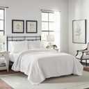 Laura Ashley - King Quilt Set, Lightweight Cotton Bedding with Matching Shams, Home Decor for All Seasons (Heirloom White, King)