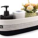 Cotton Rope Toilet Basket Bathroom Decor Baskets, Toilet Paper Holder Basket, Farmhouse Home Decor Organizing Small Baskets 13"x5.9"x4" Black