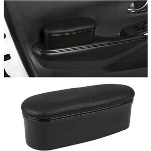 KVAEY Car Armrest Support Cover, Leather Adjustable Car Armrest Support Left Elbow Pad Extender, Comfortable Car Side Door Armrest Pillow with Storage Box Relieves Driver Arm Fatigue (Black, Style 1)