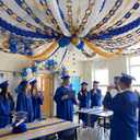 TaoBary Blue and Gold Graduation Decorations 2026 Grad Party Decoration Include Blue Gold Balloon Graduation Cap Banner Streamers Glitter Paper Chain Tassel Garland Flag Bunting Banner Star Hanging