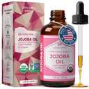 Leven Rose Jojoba Oil Organic, Pure Cold Pressed Carrier Oil, Natural Unrefined Moisturizer for Skin Hair and Nails 4 oz (EXP 07/01/28)