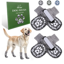 EXPAWLORER Dog Socks to prevent Licking and Slipping, Winter Dog Shoes for Cold Weather Snow, Paw Protectors for Hardwood Floors Anti-Slip, Dog Booties for Small Medium Large Senior Dogs, Black Grey L