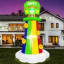 MICOCAH 6FT St Patricks Day Inflatables Outdoor Decorations Blow Up Shamrock Rainbow Hat with Gold Coins Yard Decorations Built-in LED Light for St. Patrick's Holiday Party Yard Garden Decor