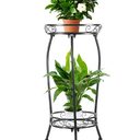 Plant Stand Indoor Outdoor 2 Tier 27" Tall Metal Potted Holder Rack Flower Pot Stand Heavy Duty Plant Shelf Rustproof Iron Multiple Plant Round Supports Rack for Planter Corner Garden Balcony Patio