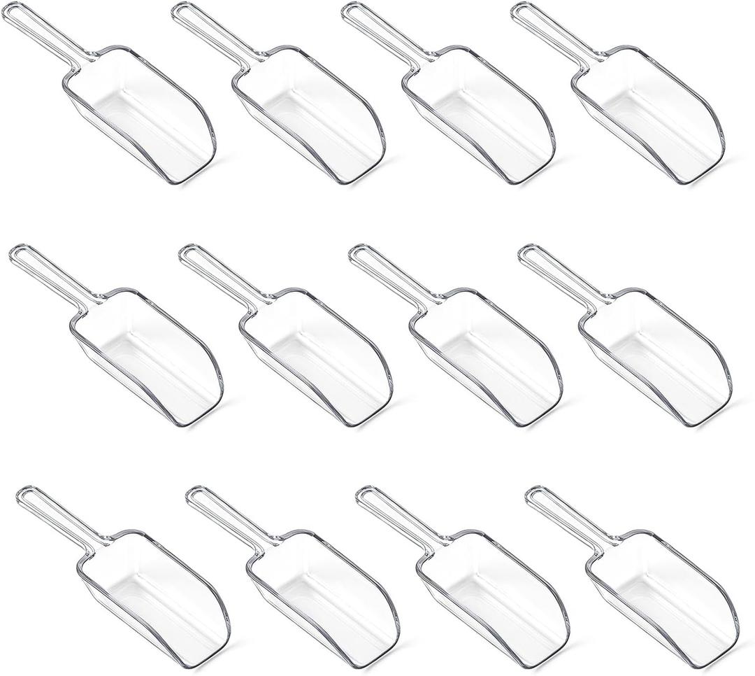 12 Pcs Mini Acrylic Plastic Kitchen Scoops 4.3" Multi Purpose Ice Scoops Acrylic Scoop for Canisters for Christmas Popcorn Food Ice Cream Dessert Canisters Jars Buffet Kitchen Bar Wedding Party