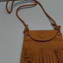 MakeMeChic Women's Faux Suede Crossbody Bag Flap Fringe Shoulder Handbag Small Phone Bags (Brown)