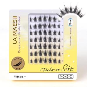 LA MAESII Lash Clusters, 56Pcs Manga Eyelash Clusters, Eyelash Extensions with Super Soft Cluster Lashes Reusable 10-14mm Individual Lashes(MG43-C)