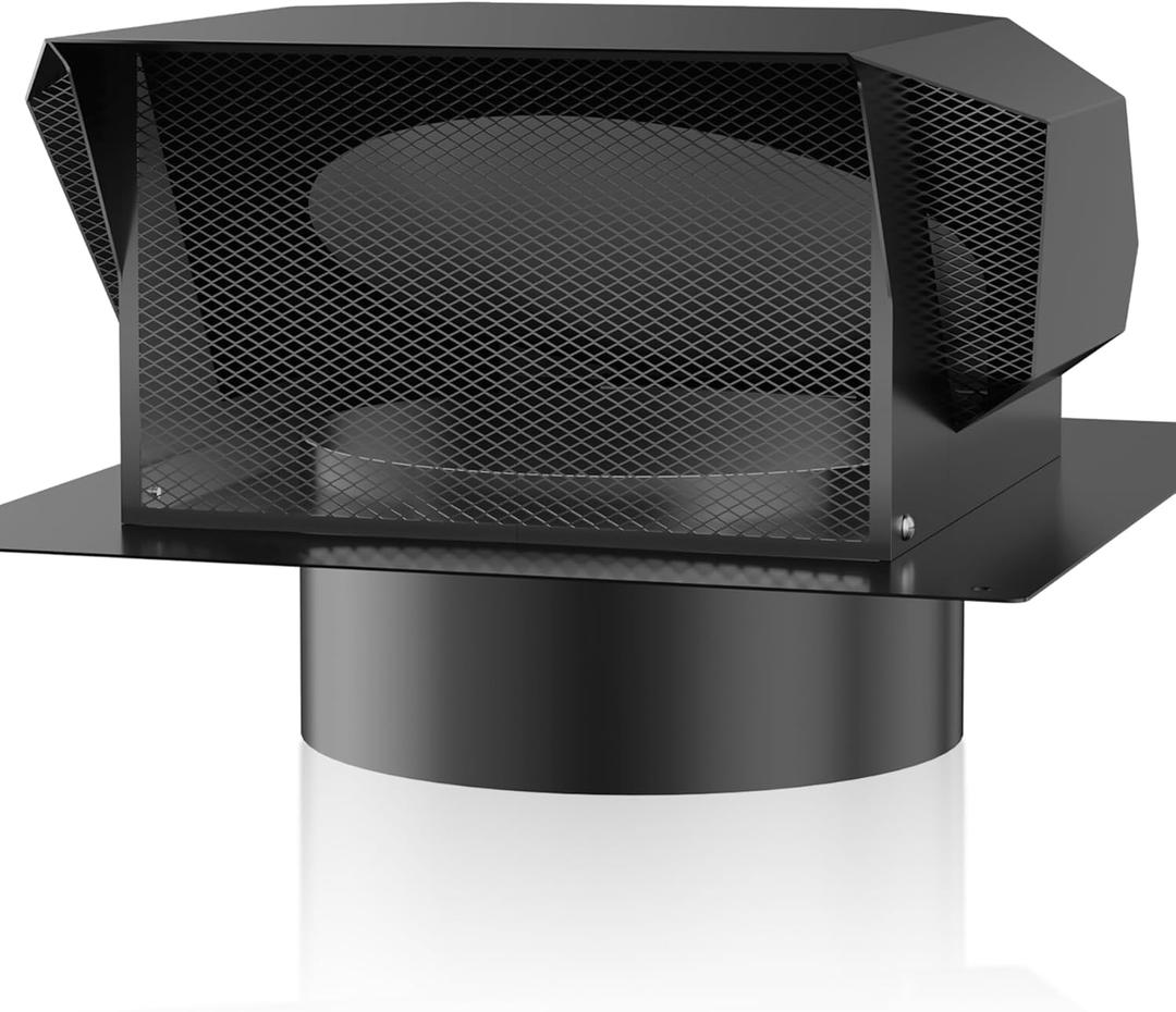 [Upgrade Airflow] Hon&Guan Removable Roof Vent Cap, 4 Inch Roof Dryer Vent for Houses, 4 Inch Exhaust Vent for Ventilation System-with Damper and Two New Small Vents,Galvanized Steel