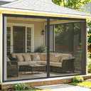 8X12ft Magnetic Closure Patio Screen Mesh - Fiberglass Heavy Duty Garage Door Screen, Easy Installation & Hands Free Outdoor Net Screens for 1 Car Garage Porch Pergola Gazebo to Keep Mosquito Bugs Out