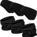 BBTO 3 Pieces Fleece Ear Warmers Headband Winter Neck Gaiter (Black)