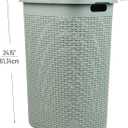 Mind Reader Slim Laundry Hamper with Lid, 60L Tall Clothes Basket, Narrow Tapered Design for Bathrooms, Closets and Laundry Rooms, Plastic, Mint, 1 Piece