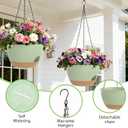8 Inch Hanging Planters for Indoor Outdoor Plants, 4 Pack Green Brown Plastic Self Watering Hanging Baskets with Drainage Holes and Chain for Garden Porch