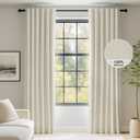 FMFUNCTEX 100% Blackout Curtains for Bedroom, Beige Back Tab Curtain 90 Inches Long Drapery Thermal Insulated Curtains for Living Room, Black Out Drapes Rod Pocket Room Darkening 2 Panels