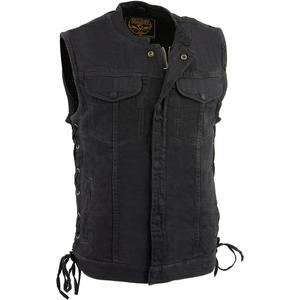 Milwaukee Leather Men's Classic Club Style Premium Denim Motorcycle Biker Vests MDM (Black, L)