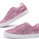Jeekopeg Glitter Sparkly Fashion Sneakers Shoes Shiny Casual Shoes Bling Sequin Concert Low Cut Lace up Shoes (10 Women/8 Men)
