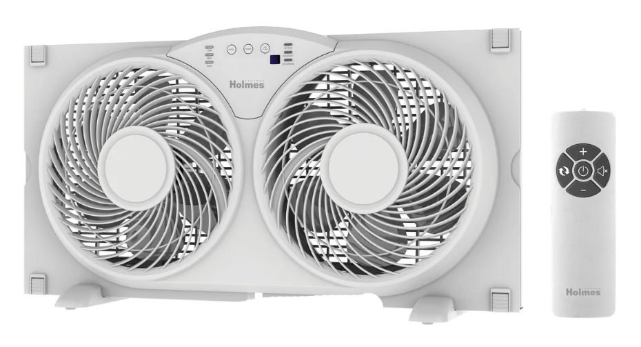 Holmes 9 Inch TwinBreeze Reversible Window Fan 3 Speed Remote CleanBreeze White