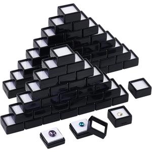 BENECREAT 70pcs Black Modern Square Gemstone Display Box, 1.2x0.63 Inch for Gemstone, Jewelry, Crystal Diamond Accessories Display