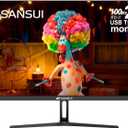 SANSUI Monitor de computadora USB tipo C de 24 pulgadas, 100 Hz, monitor de computadora FHD 1080P, HDMI, FreeSync, HDR, conector de auriculares, inclinacin ergonmica para el hogar y la oficina