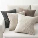 ANRODUO Pack of 4 Decorative Throw Pillows for Couch Neutral Gray 16x16 Inch Boho Cozy Soft Corduroy Cushion Covers Farmhouse Accent Pillowcases for Mid Century Summer Home Decor Sofa Bed Living Room