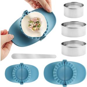 3Pcs Dumpling Maker Press with 3 Dough Cutter and Stuffing Spoon, Pierogi Maker Press Empanadas Press Mold Set DIY Manual Wrapper for Stuffed Pierogi Pastelitos Wonton