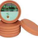 vensovo 5 Inch Terracotta Plant Saucer Pots Tray - 6 Pcs Round Planter Saucers for Indoor & Outdoor Plants, Small Clay Trays Perfect for 4 Inch 4.5 Inch 5 Inch Flower Pot (Brown)