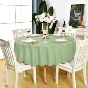 Sage Green Round Tablecloth - Waterproof Stain Resistant Wrinkle Free Table Cloth, 210GSM Polyester Washable Wipeable Table Cover for Party, Banquet, Indoor and Outdoor (70 inch, Circle)
