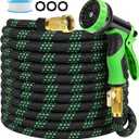 Expandable Garden Hose - 100 ft Expanding Water Garden Hoses, No Kink Lightweight Flexible Hose with 3/4" Solid Fittings and 4-Layer Latex Cores - 100ft Retractable Stretch Car Washing Pipes