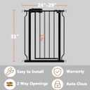Fairy Baby Narrow Baby Gate for Doorways Stairs, 24-29 inch Wide Pressure Mounted Walk Through Metal Auto Close Safety Child Gates for Kids or Pets, Black