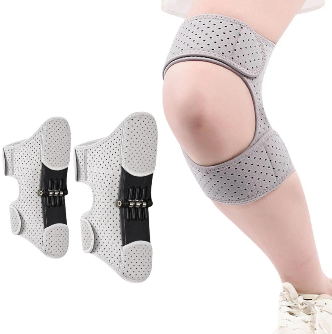 Ergonomic Knee Stabilizer Pad Power Knee Brace Joint Support, Adjustable Knee Stabilizer Pads, Protective Gear Booster with Powerful Springs for Men/Women weak Legs, Arthritis, Meniscus Tear Pain (gray)