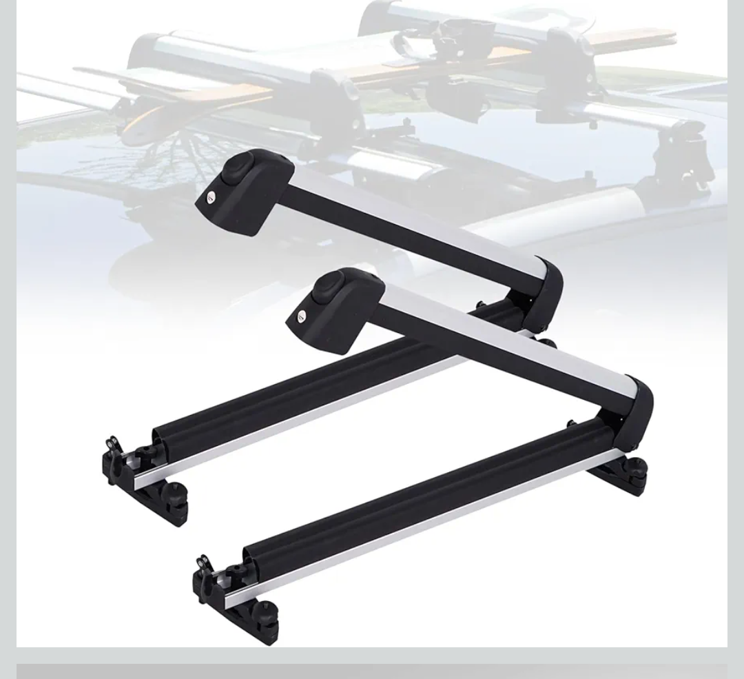 Ski and Snowboard Roof Racks, Ski Roof Racks with Anti-Theft Lock Racks Carrier for Snowboard Universal Ski Top Holder Fits for Square/Aero/Oval Cross Bars, Sliver, Small