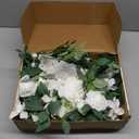 Ling's moment 2PCS Artificial Floral Swags Centerpieces Wedding Arch Flowers White Rose Garland Greenery Arrangements for Sweetheart/Head Table Easel Wall Entryway Board Backdrop Decor